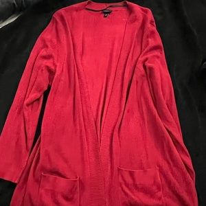 Torrid plus size red long cardigan.